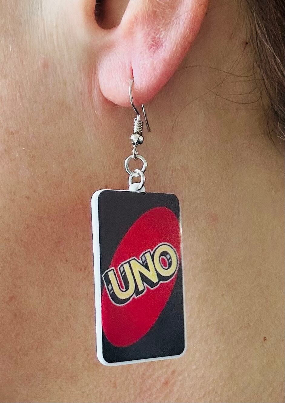 BOGO FREE UNO GAME PVC CARD EARRINGS